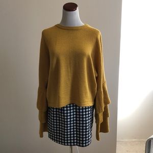 Long Sleeve Ruffled Sleeve Knit Sweater